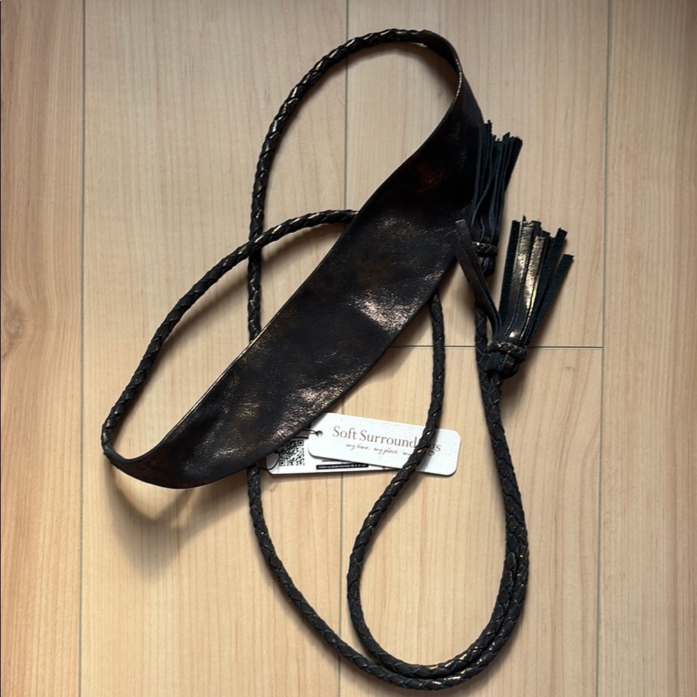 ADA Rope Leather Metallic Wrap Belt. Soft Surroundings. NWT  One Size